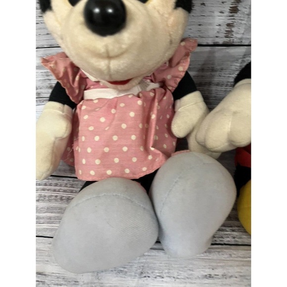 Vintage Set 16" Disney World Vintage Minnie & Mickey Mouse Plush Hasbro Softies - Picture 8 of 12